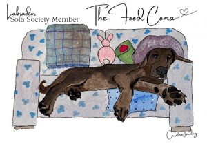 Black Labrador Signed Print 'The Food Coma' Sofa Society Member