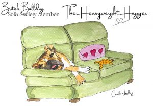 British Bulldog Signed Print 'The Heavyweight Hugger' Sofa Society Member