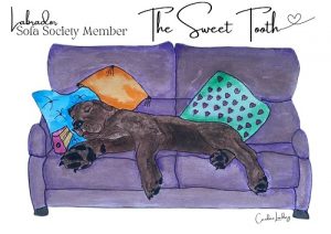 Chocolate Labrador Signed Print 'The Sweet Tooth' Sofa Society Member