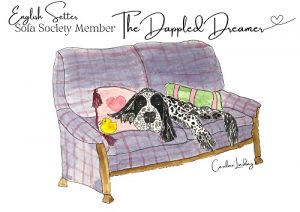 English Setter Signed Print 'The Dappled Dreamer' Sofa Society Member