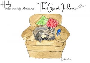 Husky Signed Print 'The Great Indoors' Sofa Society Member