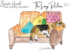 Bassett Hound Signed Print 'The Long Recline' Sofa Society Member